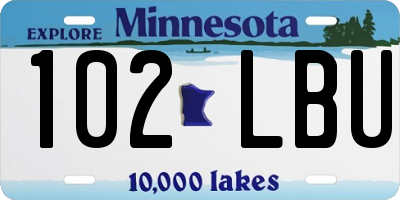 MN license plate 102LBU