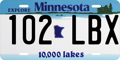 MN license plate 102LBX