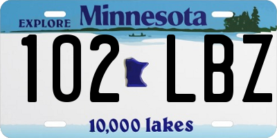MN license plate 102LBZ