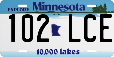 MN license plate 102LCE