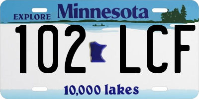 MN license plate 102LCF