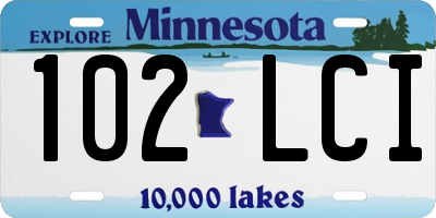 MN license plate 102LCI