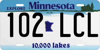 MN license plate 102LCL