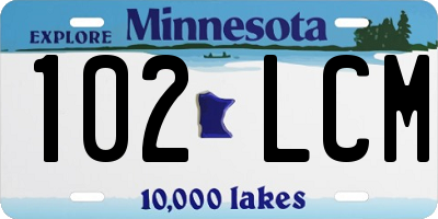 MN license plate 102LCM