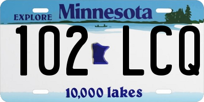 MN license plate 102LCQ