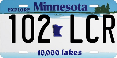 MN license plate 102LCR