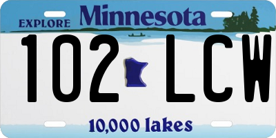 MN license plate 102LCW