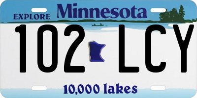 MN license plate 102LCY