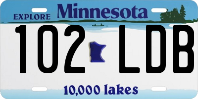 MN license plate 102LDB