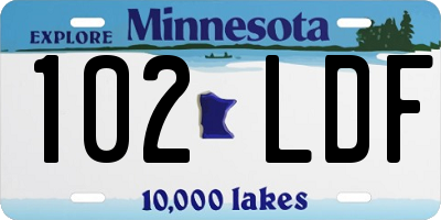 MN license plate 102LDF