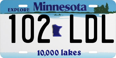 MN license plate 102LDL
