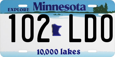 MN license plate 102LDO