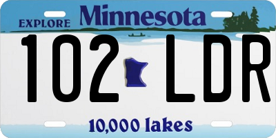 MN license plate 102LDR