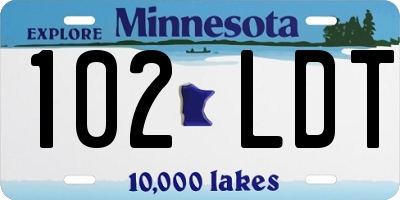 MN license plate 102LDT