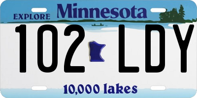 MN license plate 102LDY