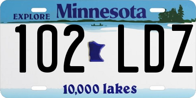 MN license plate 102LDZ
