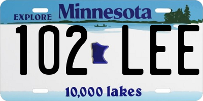 MN license plate 102LEE