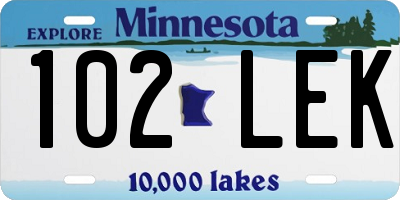 MN license plate 102LEK