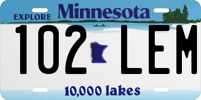 MN license plate 102LEM