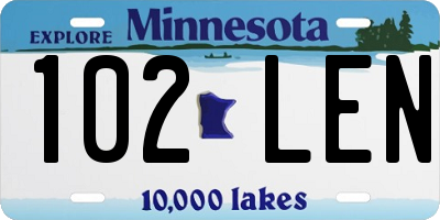 MN license plate 102LEN