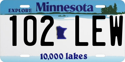 MN license plate 102LEW