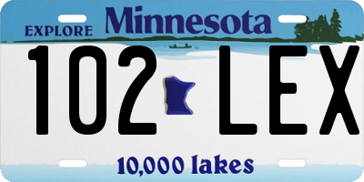 MN license plate 102LEX