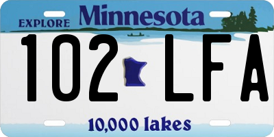 MN license plate 102LFA