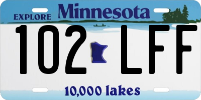 MN license plate 102LFF