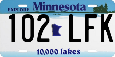 MN license plate 102LFK