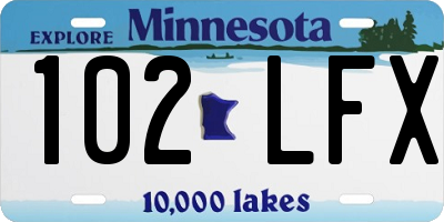 MN license plate 102LFX