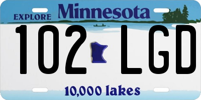 MN license plate 102LGD