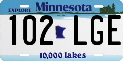 MN license plate 102LGE