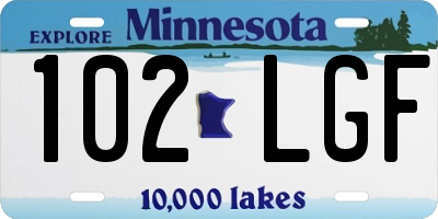 MN license plate 102LGF