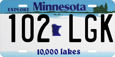 MN license plate 102LGK