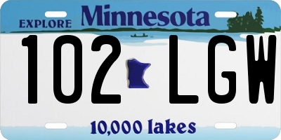 MN license plate 102LGW