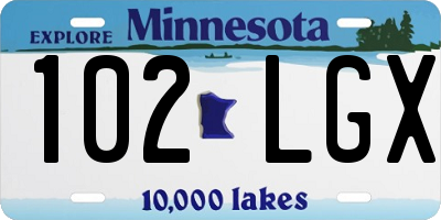 MN license plate 102LGX
