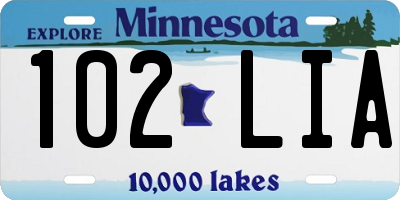 MN license plate 102LIA