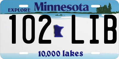MN license plate 102LIB