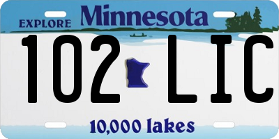 MN license plate 102LIC