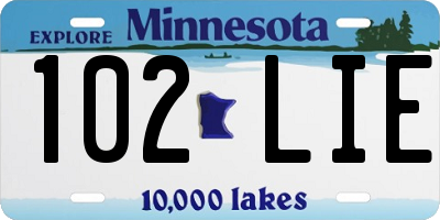 MN license plate 102LIE