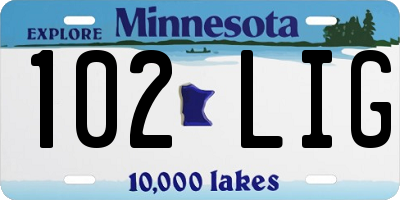 MN license plate 102LIG