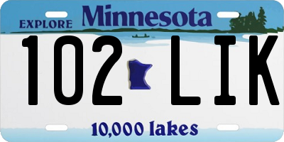 MN license plate 102LIK
