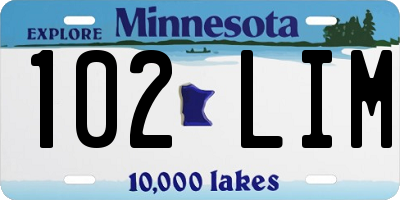 MN license plate 102LIM