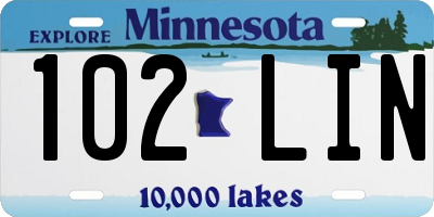 MN license plate 102LIN