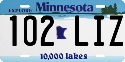 MN license plate 102LIZ