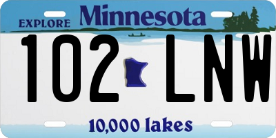 MN license plate 102LNW
