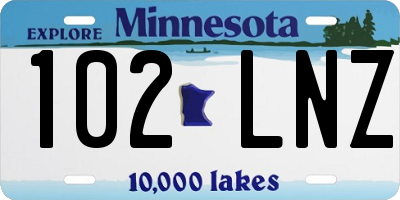 MN license plate 102LNZ