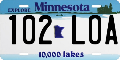 MN license plate 102LOA