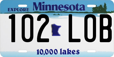 MN license plate 102LOB