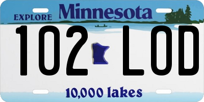 MN license plate 102LOD